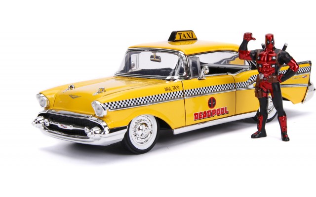 Машинка Jada Желтое такси Chevrolet Bel Air с Дэдпулом из Марвел (253225001)