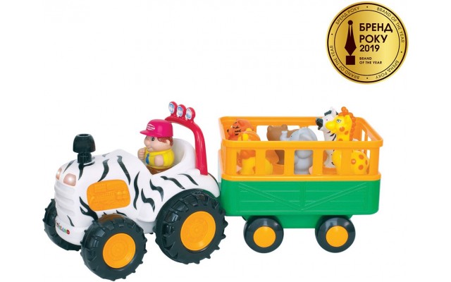 Іграшка трактор Сафарі Kiddieland з причепом і тваринами, світло і звук на рос. мові (051169)