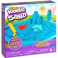 Набор кинетического песка  Kinetic Sand Замок из песка, 454 г, голубой с формами и лотком (71402B)