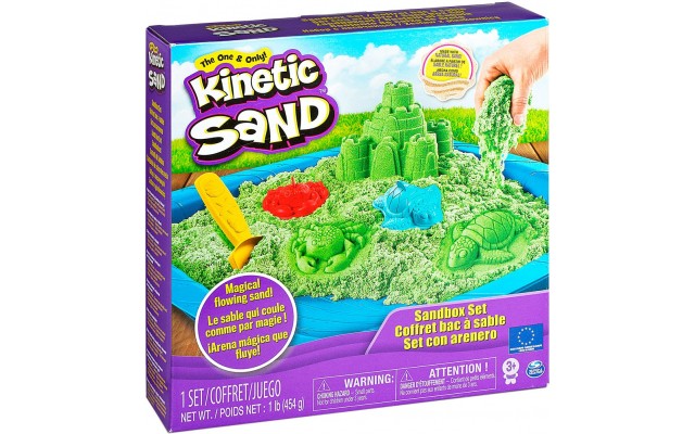 Набір кінетичного піску Kinetic Sand Замок з піску, 454 г, зелений з формами і лотком (71402G)