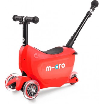 Самокат детский MICRO Mini2go Deluxe Plus с ручкой и сидением Красный (MMD032)