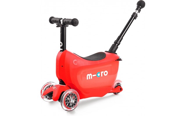 Самокат детский MICRO Mini2go Deluxe Plus с ручкой и сидением Красный (MMD032)