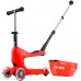 Самокат детский MICRO Mini2go Deluxe Plus с ручкой и сидением Красный (MMD032) title=