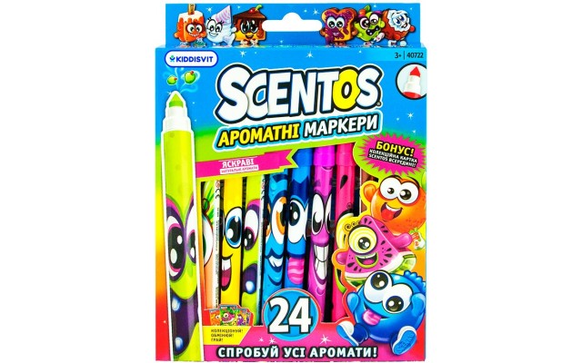 Набір ароматних маркерів Scentos Тонка лінія 24 кольори (40722)