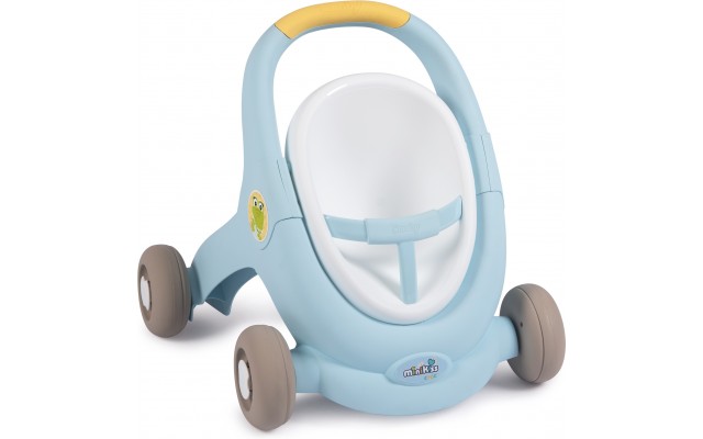 Коляска для ляльки Smoby MiniKiss 3 в 1 Прогулянкова, блакитна (210207)