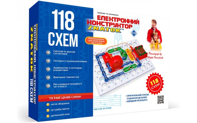 Электронный конструктор Znatok 118 схем со светом и звуком (70820)