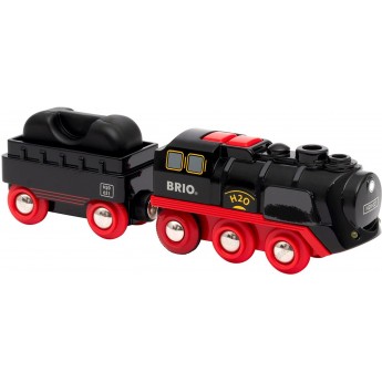 Игрушечный паровоз на батарейках для железной дороги BRIO, свет и пар (33884)