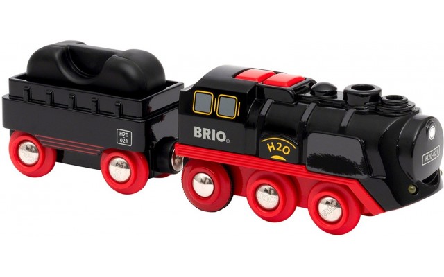 Игрушечный паровоз на батарейках для железной дороги BRIO, свет и пар (33884)