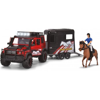Игровой набор Dickie Toys Перевозка лошадей с внедорожником со звуком и светом, фигурками, 42 см (3837018)