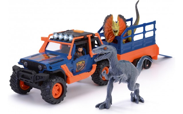 Ігровий набір Dickie Toys Наглядач динозаврів, джип зі звуковими та світловими ефектами, 2 динозаври,1 фігурка (3837024)