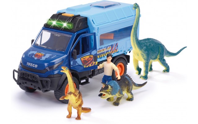 Ігровий набір Dickie Toys Дослідження динозаврів, машина зі світлом і звуком, 3 динозаври, 1 фігурка, 28 см  (3837025)