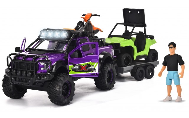 Игровой набор Dickie Toys Укрощение бездорожья с внедорожником со звуком и светом, багги и фигуркой, 38 см (3837019)