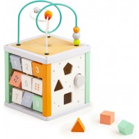 Деревянный бизикуб Ecotoys счёты с числами, сортер, лабиринт (1031)