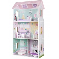 Игровой кукольный домик из дерева Ecotoys Ягодная резиденция 3 этажа мебель (4121)