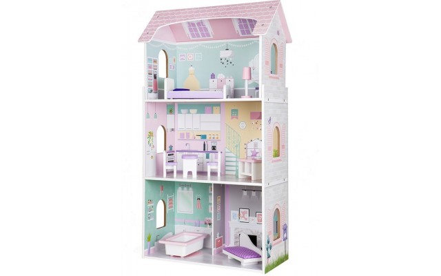 Ігровий ляльковий будиночок з дерева Ecotoys Ягідна резиденція 3 поверхи меблі (4121)