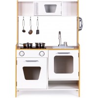 Детская деревянная кухня Ecotoys звук кипения посветка и аксессуары  (PLK534)
