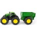 Игрушка трактор John Deere Kids Monster Treads, большие колеса и прицеп (47353) title=