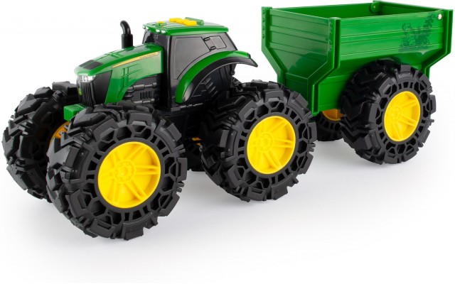 Игрушка трактор John Deere Kids Monster Treads, большие колеса и прицеп (47353)