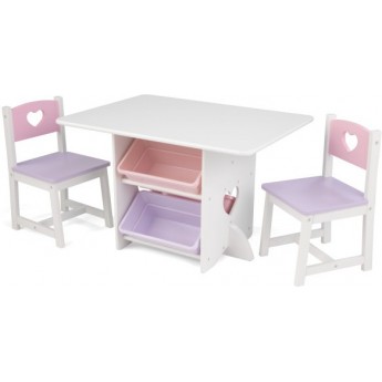 Стол детский деревянный KidKraft Star Table & Chair Set с двумя стульями и ящиками, розовый (26913)