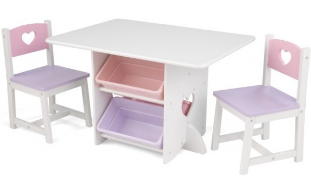 Стол детский деревянный KidKraft Star Table & Chair Set с двумя стульями и ящиками, розовый (26913)