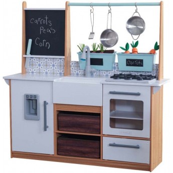 Детская игровая кухня KidKraft Farmhouse с системой легкой сборки EZ Kraft Assembly, с огородом на подоконнике (53444)