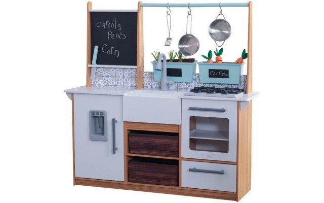 Детская игровая кухня KidKraft Farmhouse с системой легкой сборки EZ Kraft Assembly, с огородом на подоконнике (53444)