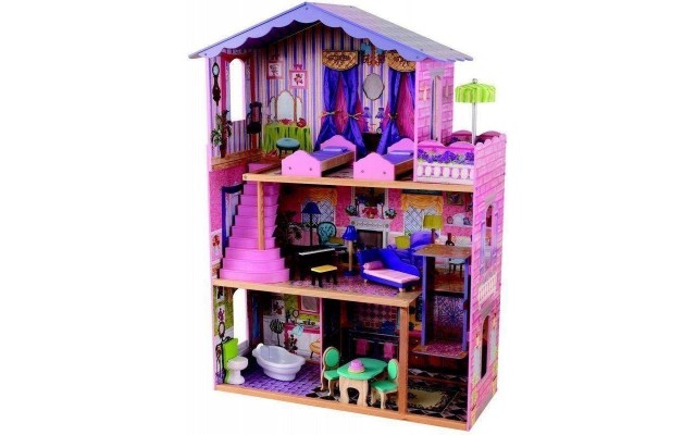 Ляльковий будиночок дерев'яний KidKraft My Dream Mansion 3 поверхи з меблями та ліфтом (65082)