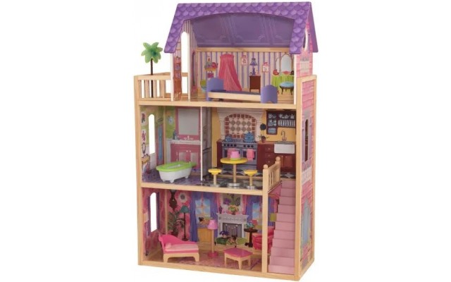 Ігровий ляльковий будиночок KidKraft Kayla із дерева 3 поверхи з меблями (65092)