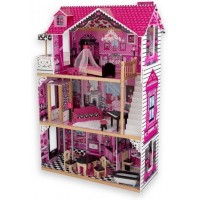 Ляльковий будиночок дерев'яний KidKraft Amelia 3 поверхи ліфт меблі (65093)