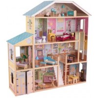 Игровой деревянный кукольный домик KidKraft Majestic Mansion 3 этажа лифт мебель (65252)