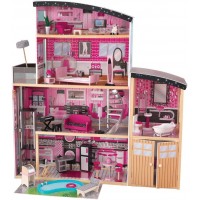 Игровой деревянный кукольный домик KidKraft Sparkle Mansion 4 этажа, балкон лифт мебель (65826)