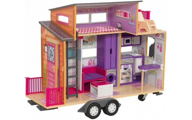Ляльковий будиночок-причіп KidKraft Teeny House із дерева з меблями (65948)