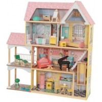 Большой игровой кукольный домик KidKraft Lola Mansion с верандой и системой легкой сборки EZ Kraft Assembly (65958)