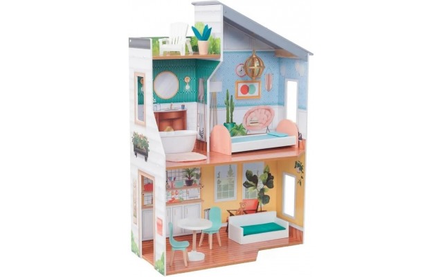 Ляльковий будиночок дерев'яний KidKraft Emily Mansion тераса на даху, 2 поверхи (65988)