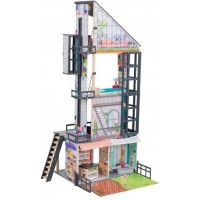 Большой деревянный кукольный домик KidKraft Bianca City Life Mansion 4 этажа, 6 игровых зон, мебель (65989)