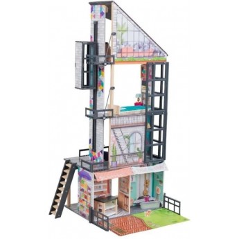 Большой деревянный кукольный домик KidKraft Bianca City Life Mansion 4 этажа, 6 игровых зон, мебель (65989)
