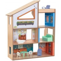 Кукольный домик деревянный KidKraft Hazel City Life Mansion 2 этажа, мебель, дворик на крыше (65990)