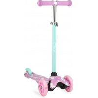 Самокат трехколесный MoMi WEENDY purple unicorns Розово-бирюзовый складной с подсветкой колёс (HULA00006)
