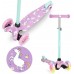 Самокат трехколесный MoMi WEENDY purple unicorns Розово-бирюзовый складной с подсветкой колёс (HULA00006) title=