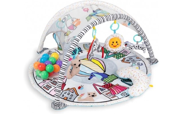 Детский развивающий коврик QKIDS CITY с подвесными игрушками (MAED00004)