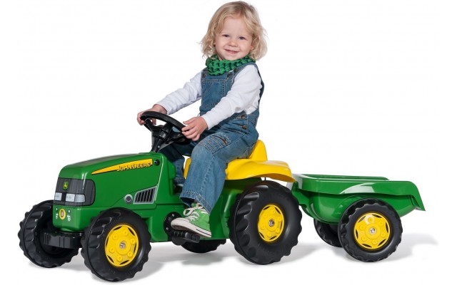 Дитячий трактор на педалях Rolly Toys rollyKid John Deere з причепом (012190)