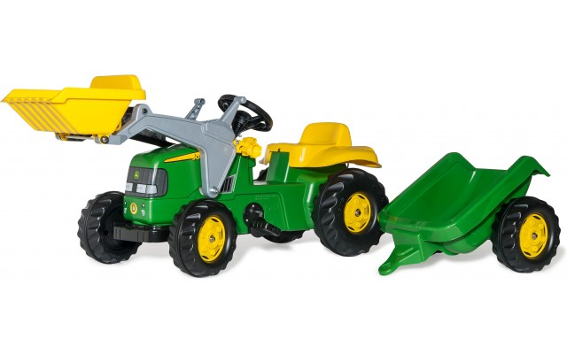 Детский трактор на педалях Rolly Toys rollyKid John Deere с прицепом и погрузчиком (023110)