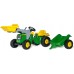 Детский трактор на педалях Rolly Toys rollyKid John Deere с прицепом и погрузчиком (023110) title=