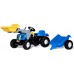Дитячий трактор на педалях Rolly Toys rollyKid New Holland з причепом та навантажувачем (023929) title=
