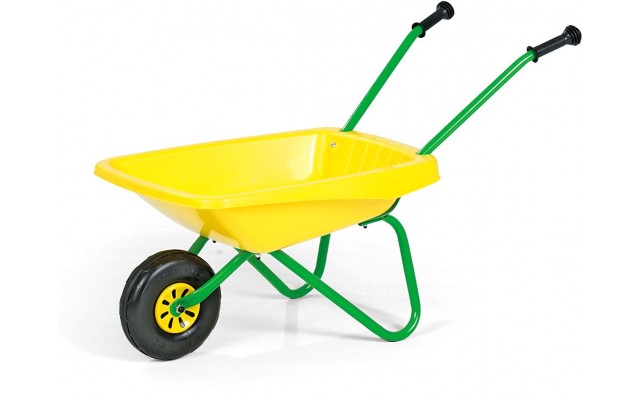 Детская тачка садовая Rolly Toys с пластиковым кузовом, желто-зеленая (270873)