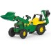 Детский трактор на педалях Rolly Toys rollyJunior John Deere с погрузчиком и экскаватором (811076) title=
