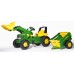 Дитячий трактор на педалях Rolly Toys rollyJunior John Deere з причепом та навантажувачем (811496) title=