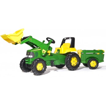 Дитячий трактор на педалях Rolly Toys rollyJunior John Deere з причепом та навантажувачем (811496)