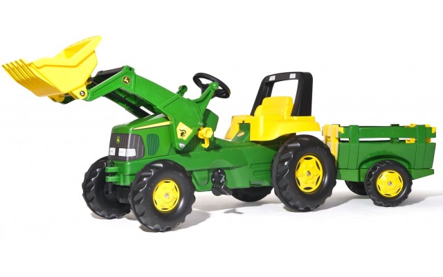 Дитячий трактор на педалях Rolly Toys rollyJunior John Deere з причепом та навантажувачем (811496)