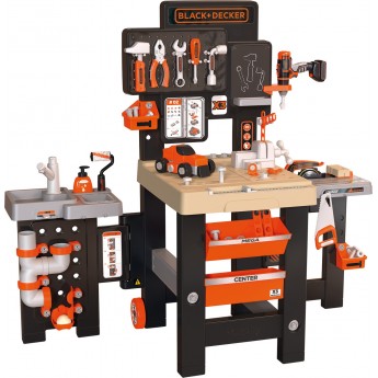 Игровой набор Smoby Toys детская Мега Мастерская 3-в-1 Black+Decker, 100 акс. (360726)